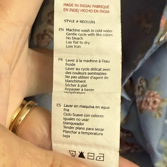 Streetwear Society Medium Blue Long Sleeve V-Neck Mini Dress w/Pink Floral Print - Picture 8 of 8